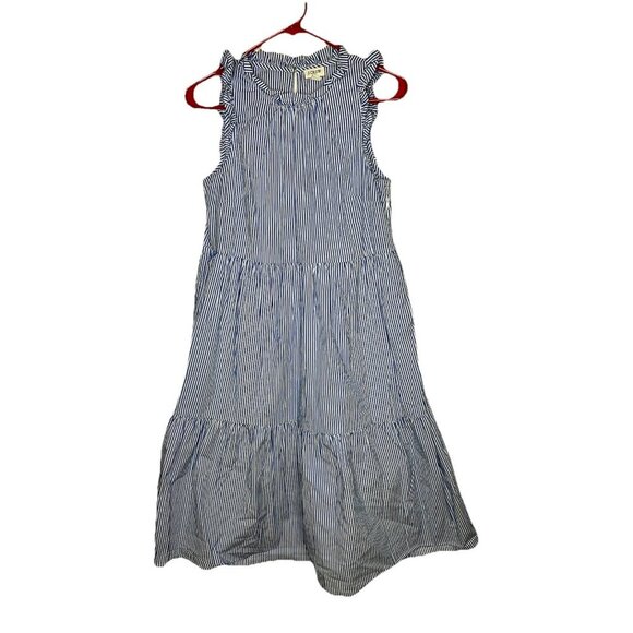 J. Crew Dresses & Skirts - J. CREW Sleeveless A-Line Dress 2 NEW Seersucker Blue Striped Cotton Tiered 1A